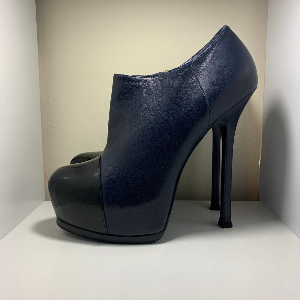 YSL Tribtoo Cap Toe Booties (Navy / Black) US 9 / EU 39
